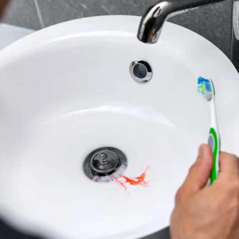 man with bleeding gums needing to find a Decatur GA Family Dental Group